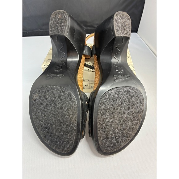 Dansko Women's Size 40 Black Leather Floral Cutout Heeled Sandals - Picture 11 of 16